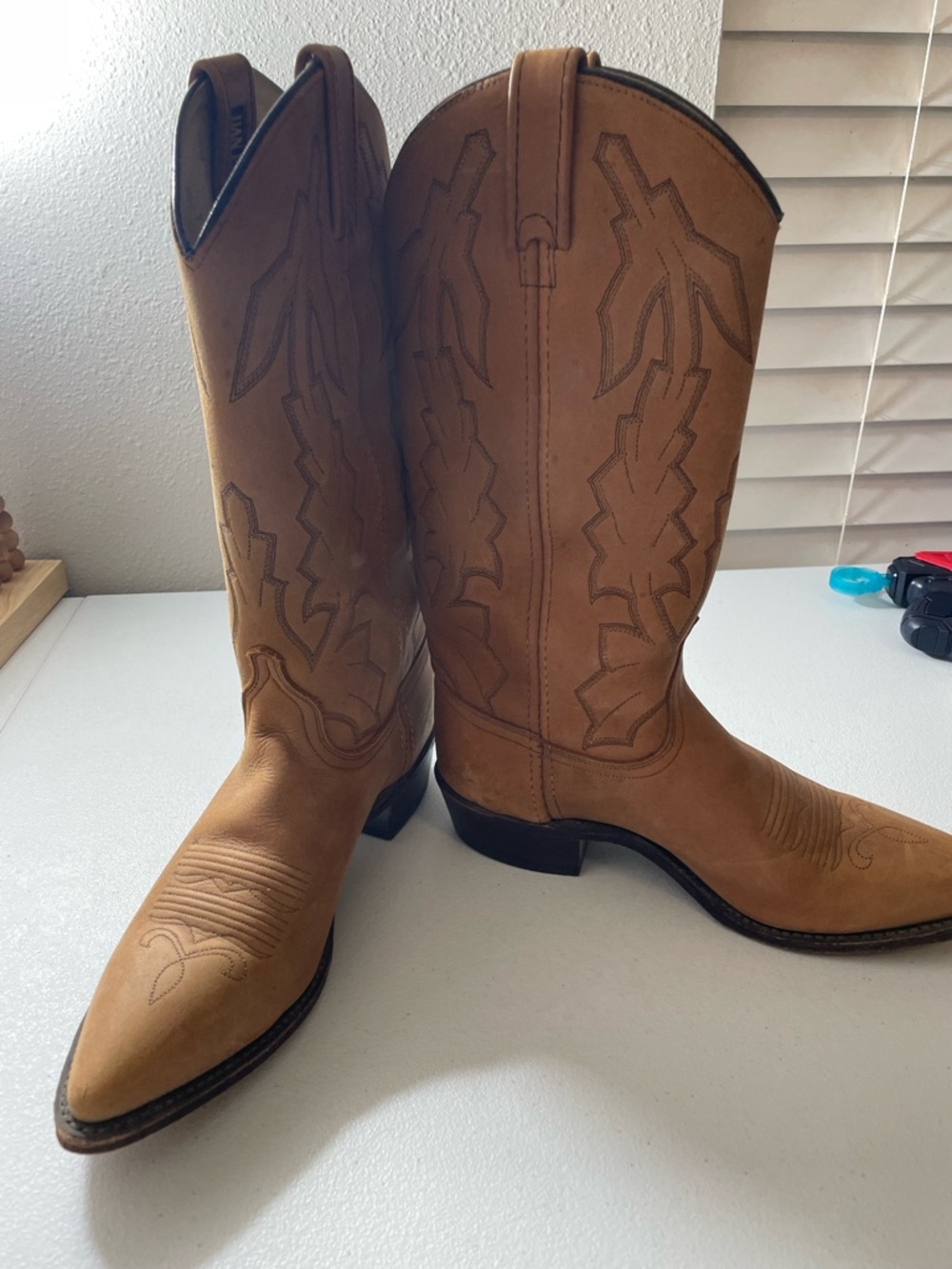 Vintage Dan Post Marlboro Cowboy Boots Leather Brown Womens 8 M USA P2552